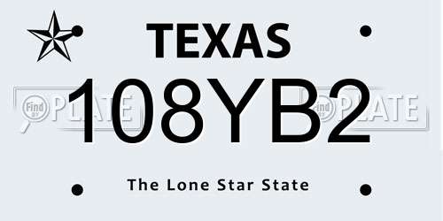 108YB2 Texas License Plate