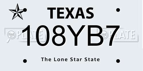 108YB7 Texas License Plate