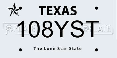 108YST Texas License Plate