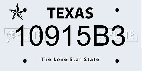 10915B3 Texas License Plate