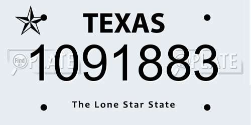1091883 Texas License Plate