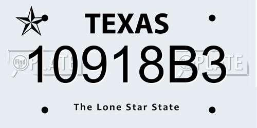 10918B3 Texas License Plate