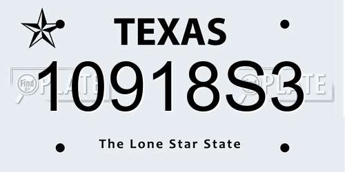 10918S3 Texas License Plate