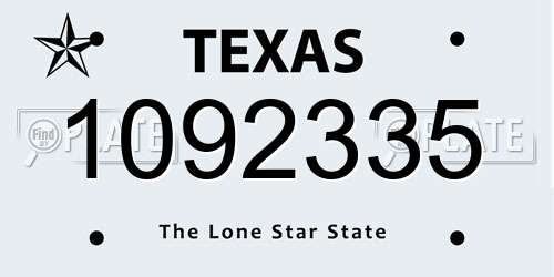 1092335 Texas License Plate