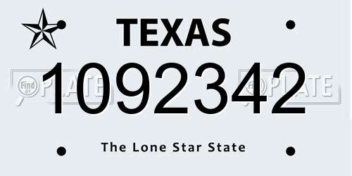 1092342 Texas License Plate
