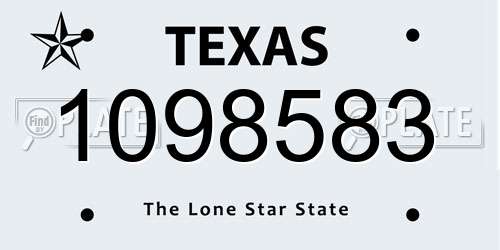 1098583 Texas License Plate