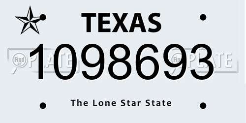 1098693 Texas License Plate