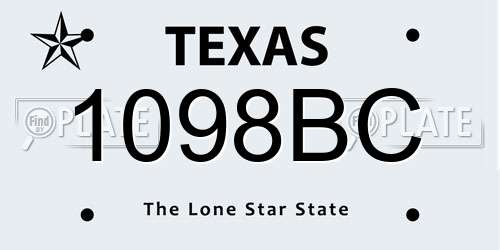 1098BC Texas License Plate