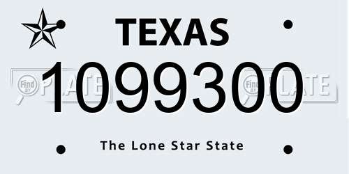 1099300 Texas License Plate