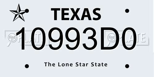 10993D0 Texas License Plate
