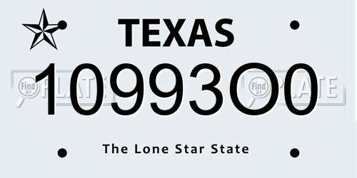 10993O0 Texas License Plate