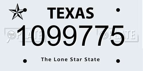 1099775 Texas License Plate