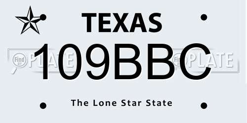 109BBC Texas License Plate