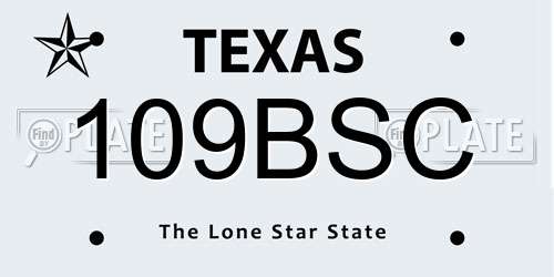 109BSC Texas License Plate