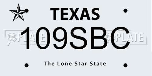 109SBC Texas License Plate