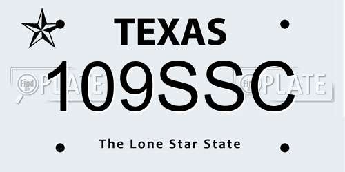 109SSC Texas License Plate