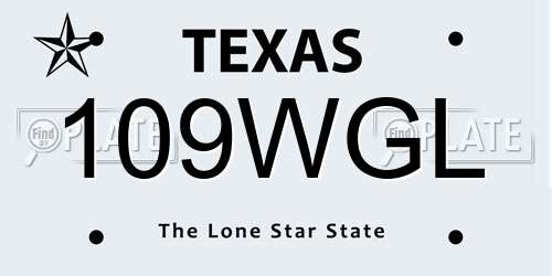 109WGL Texas License Plate
