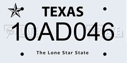 10AD046 Texas License Plate