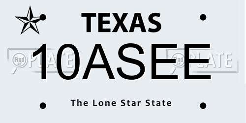 10ASEE Texas License Plate