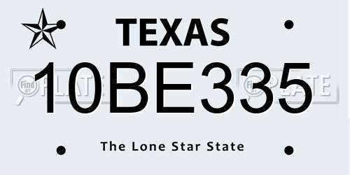 10BE335 Texas License Plate