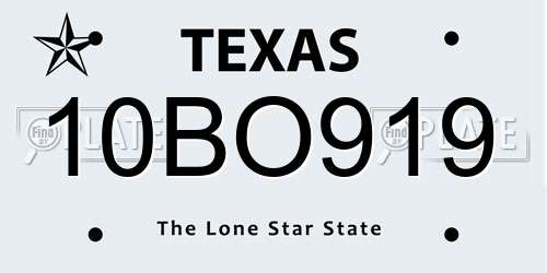 10BO919 Texas License Plate