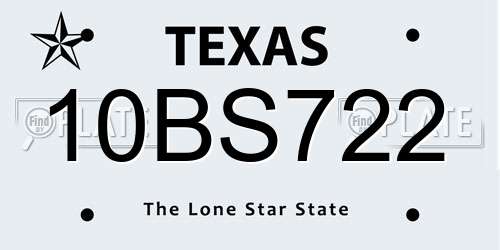 10BS722 Texas License Plate