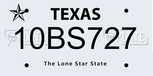 10BS727 Texas License Plate