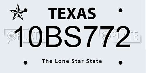 10BS772 Texas License Plate