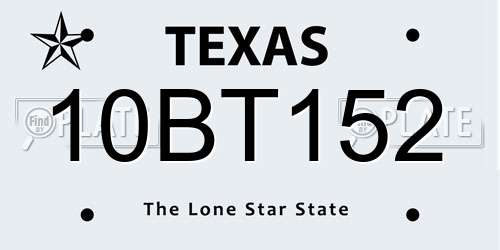 10BT152 Texas License Plate