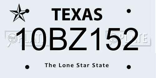 10BZ152 Texas License Plate