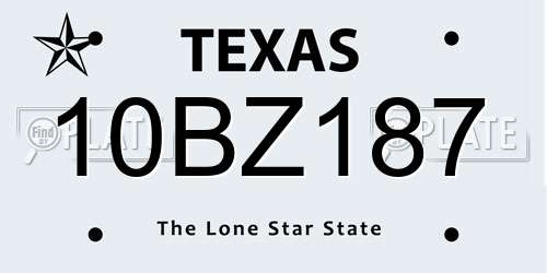 10BZ187 Texas License Plate