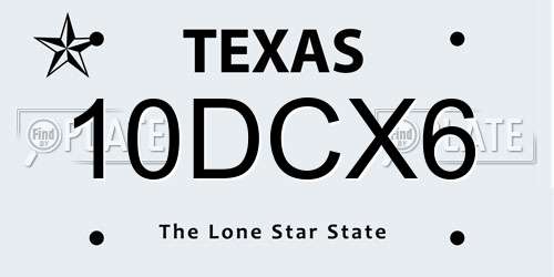 10DCX6 Texas License Plate