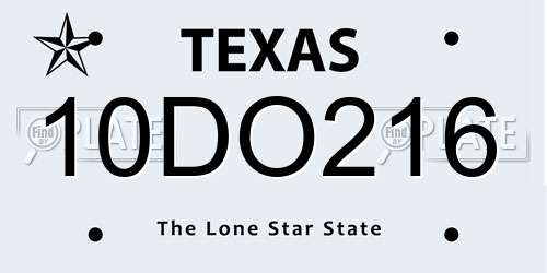 10DO216 Texas License Plate