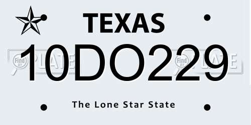 10DO229 Texas License Plate