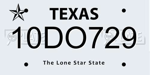 10DO729 Texas License Plate