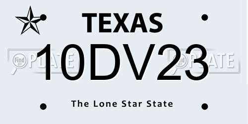 10DV23 Texas License Plate