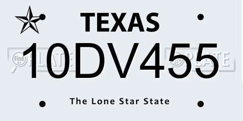 10DV455 Texas License Plate