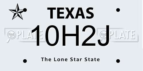 10H2J Texas License Plate