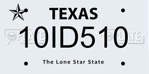 10ID510 Texas License Plate