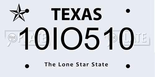 10IO510 Texas License Plate