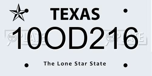 10OD216 Texas License Plate