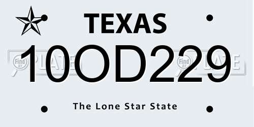 10OD229 Texas License Plate