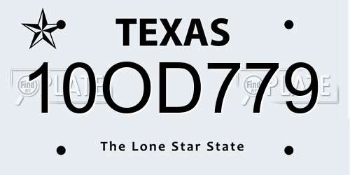 10OD779 Texas License Plate