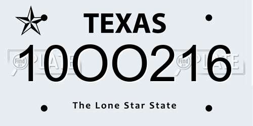 10OO216 Texas License Plate