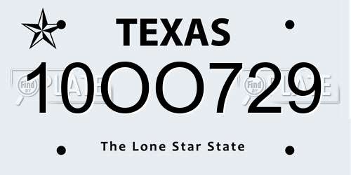 10OO729 Texas License Plate