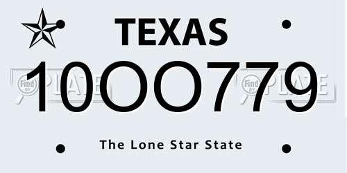 10OO779 Texas License Plate