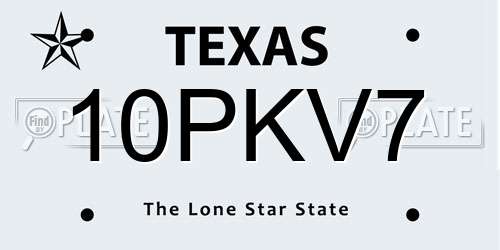10PKV7 Texas License Plate