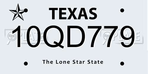 10QD779 Texas License Plate