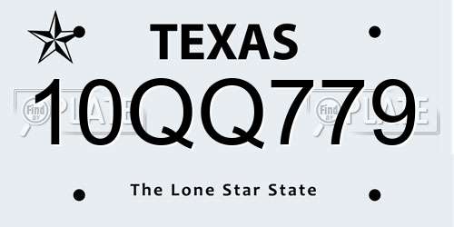 10QQ779 Texas License Plate