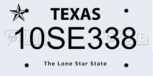 10SE338 Texas License Plate